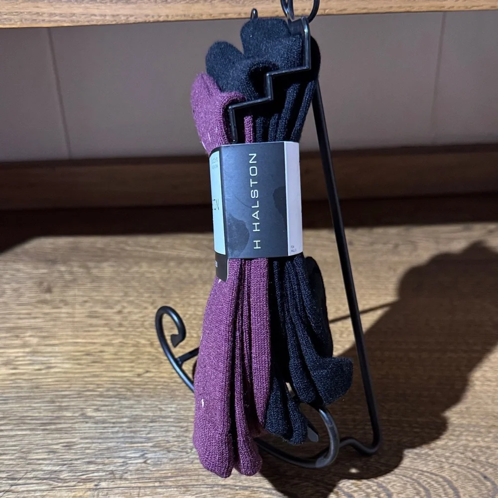 H by Halston Black and Purple Crew Socks Set